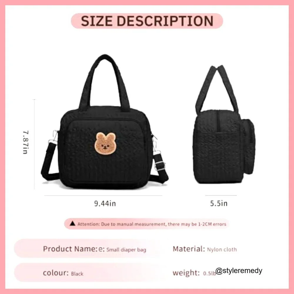 Nylon Diaper Bag Tote with 8 Pockets and Insulated Compartments